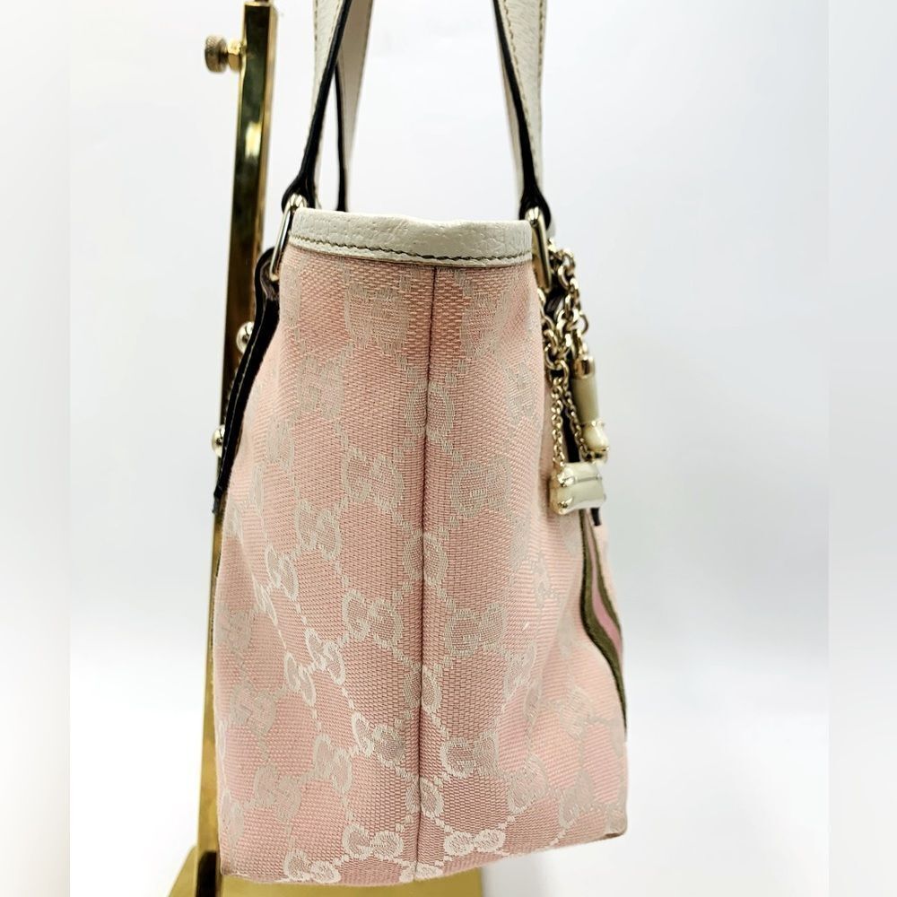 Auth Gucci Jolicoeur Pink Mini Canvas Tote with Charm - Picture 16 of 16